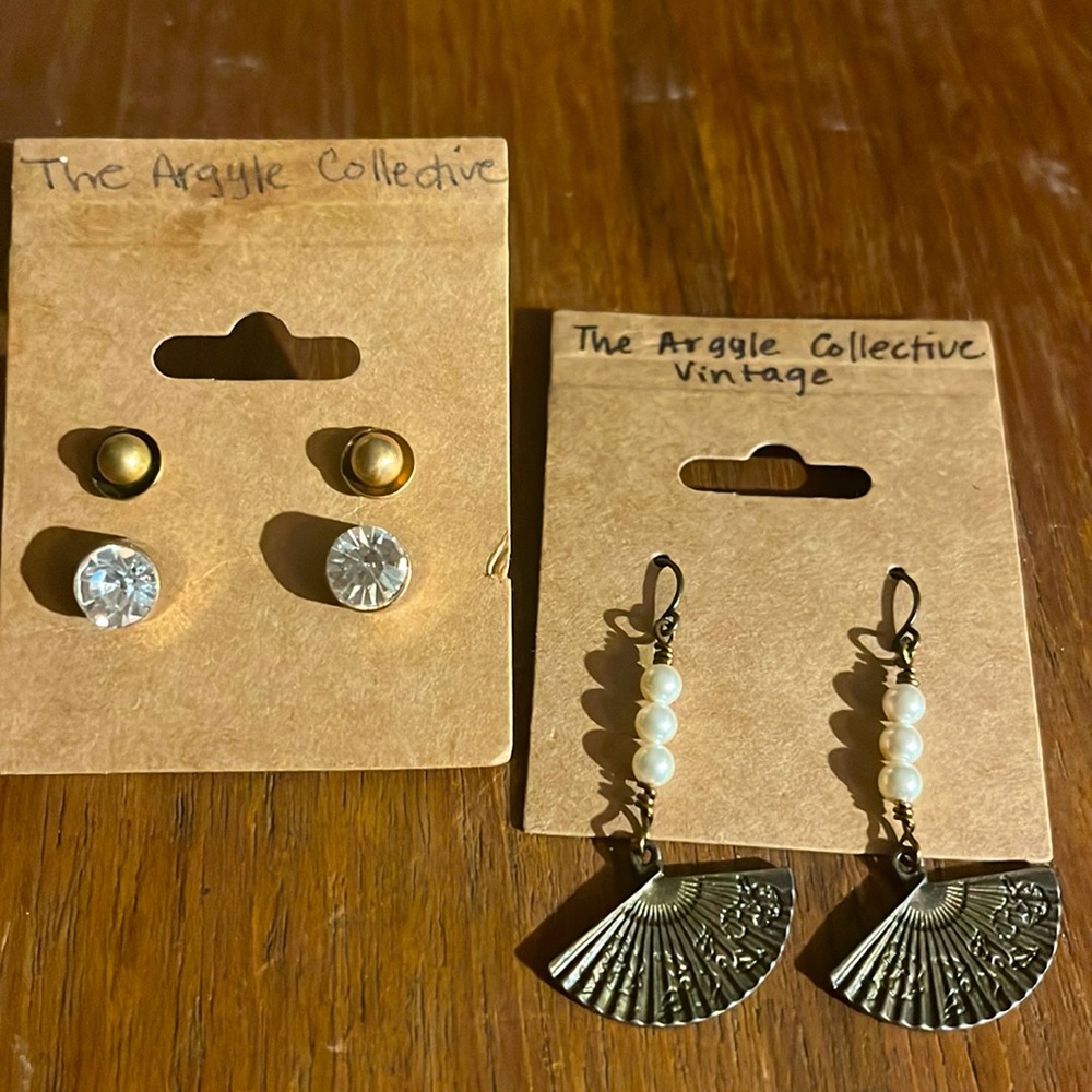 3 Goldtone Earrings
